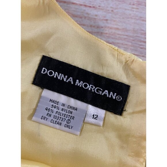 Vintage Donna Morgan Women's Yellow Embellished Satin Maxi - 12 - Picture 10 of 13